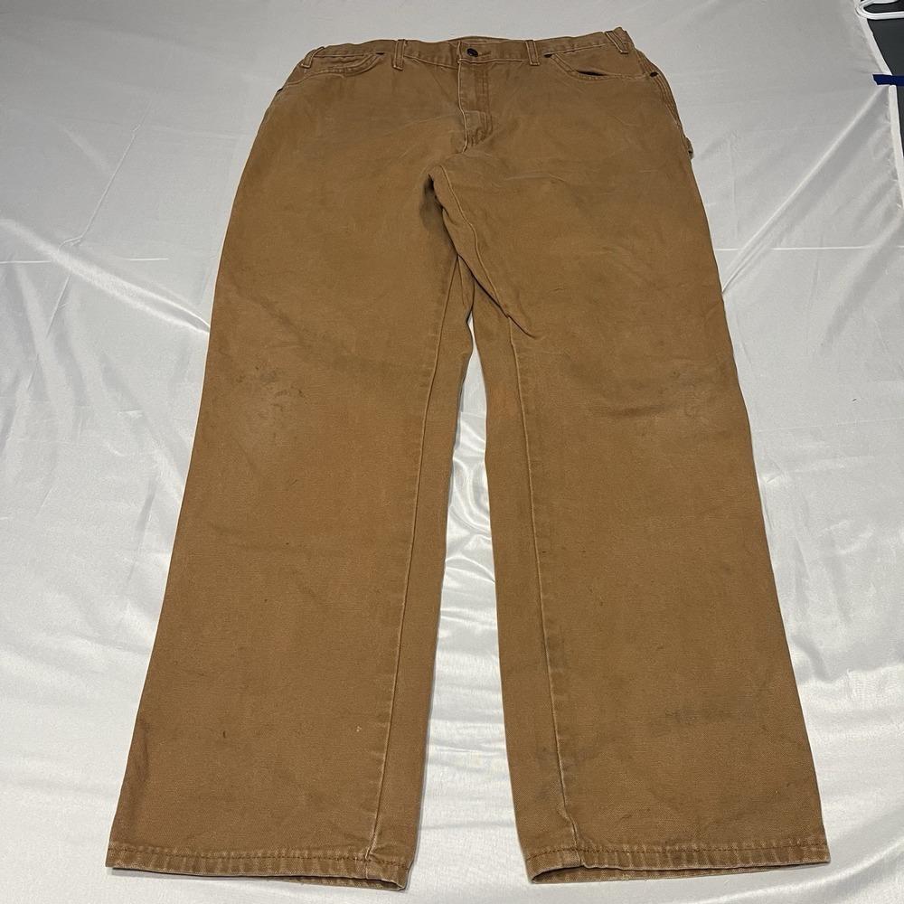 Vintage Dickies Carpenter Pants Mens 36x34 Brown Canvas Faded Utility Grunge - Picture 2 of 12